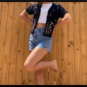 VINTAGE black short sleeve cardigan!